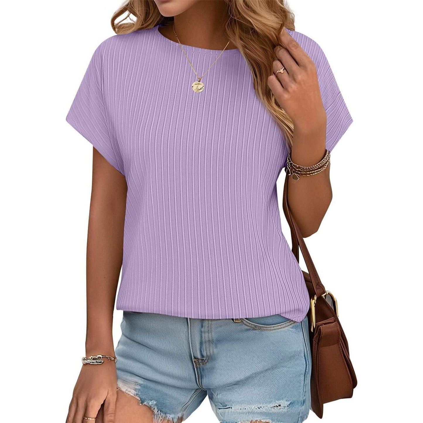 ✨T-shirt classique d'été jacquard à rayures pour femme