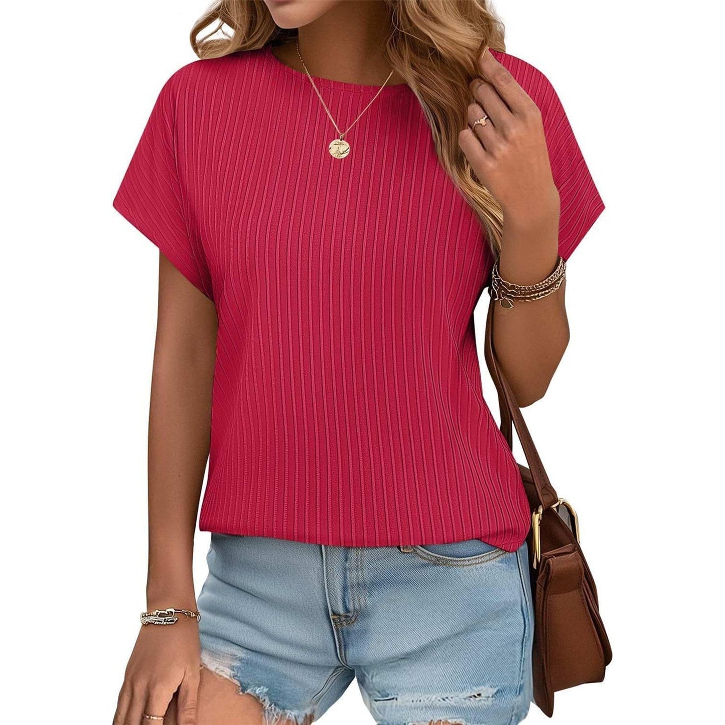 ✨T-shirt classique d'été jacquard à rayures pour femme