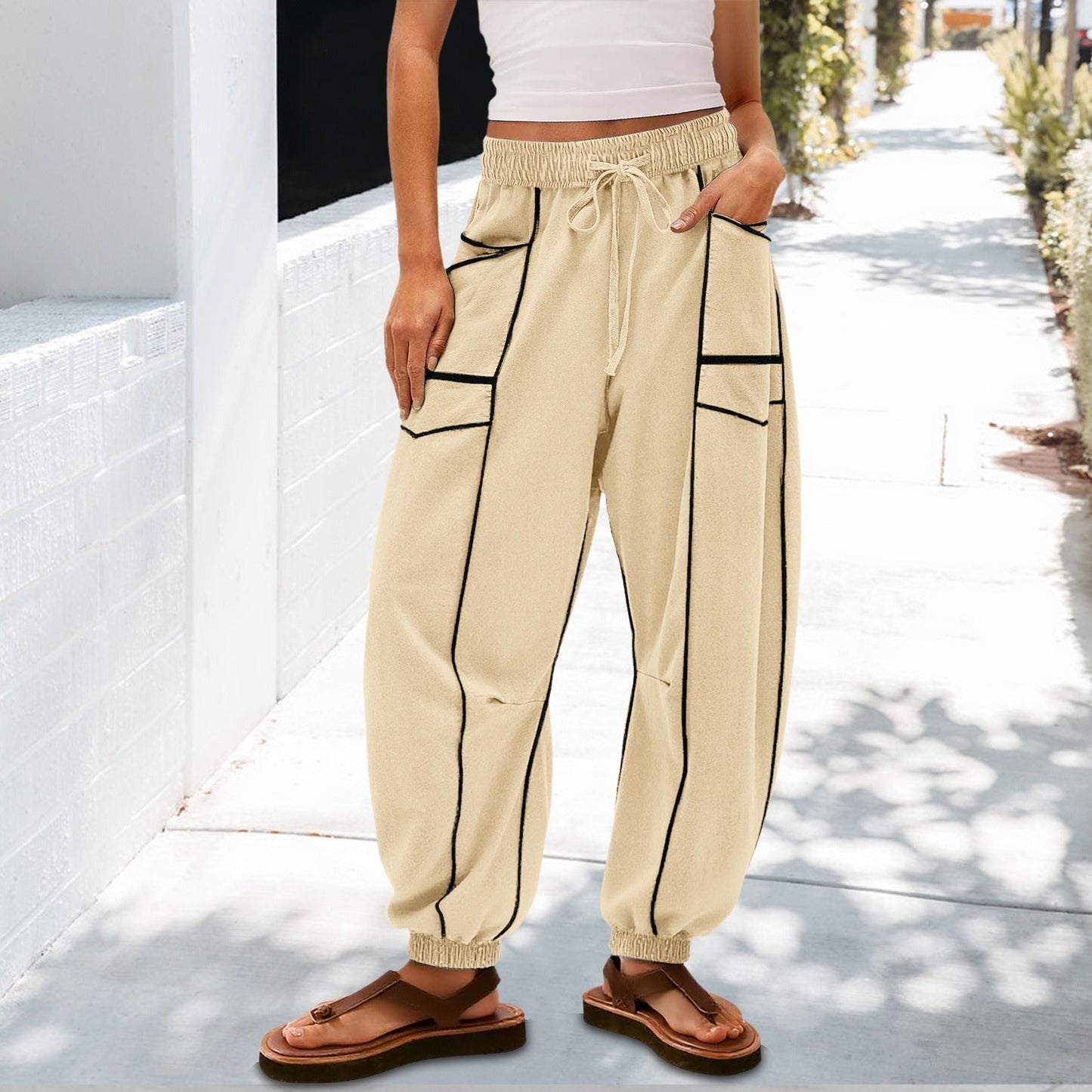 🔥Meilleurs Pantalons de Jogging en Solde 2025🔥Pantalons de Jogging Baggy Femme Jambes Larges avec Cordon de Serrage et Poches