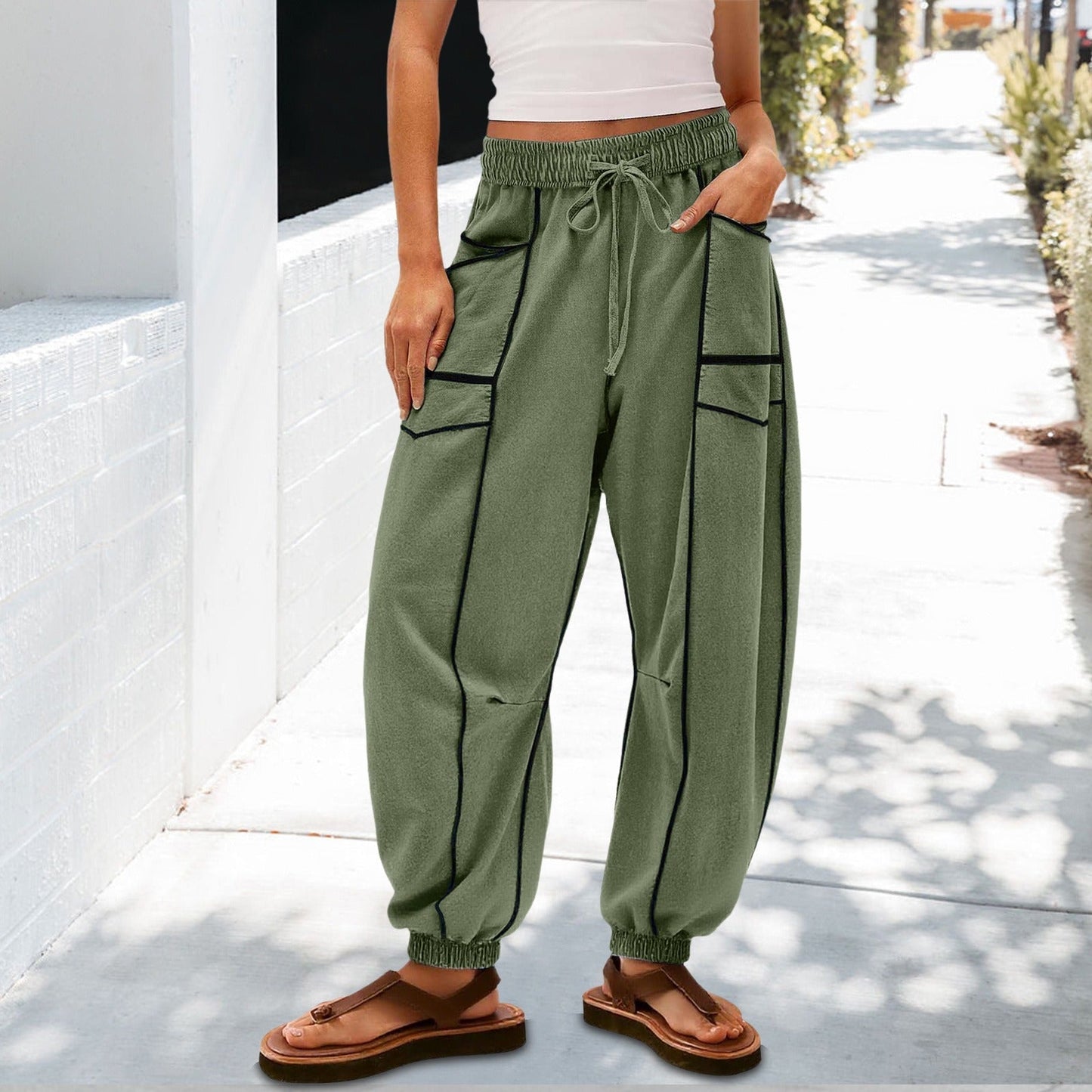 🔥Meilleurs Pantalons de Jogging en Solde 2025🔥Pantalons de Jogging Baggy Femme Jambes Larges avec Cordon de Serrage et Poches