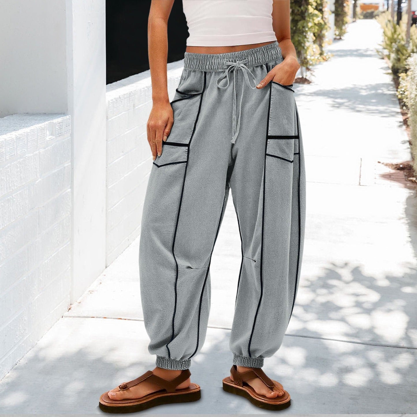 🔥Meilleurs Pantalons de Jogging en Solde 2025🔥Pantalons de Jogging Baggy Femme Jambes Larges avec Cordon de Serrage et Poches
