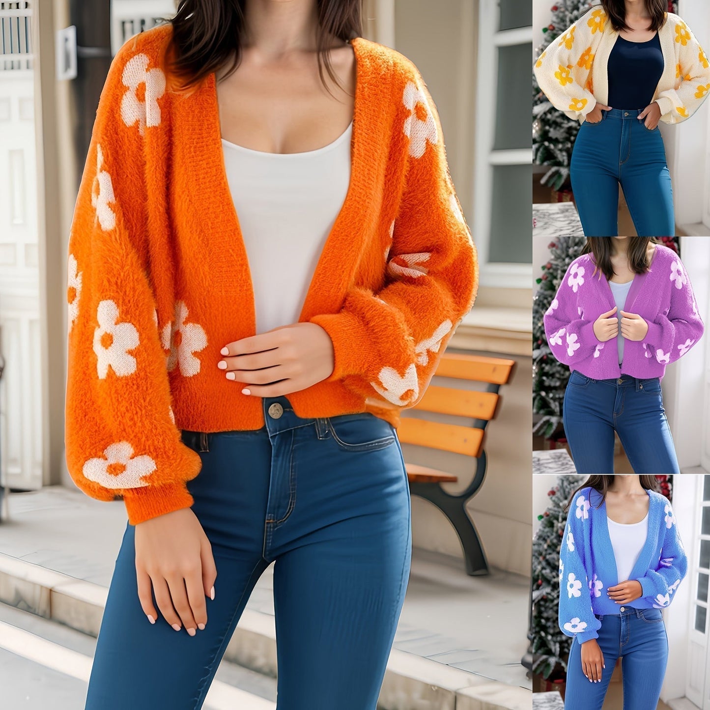 ✨Le Cardigan le plus vendu en 2025✨ | Cardigan Femme Léger en Maille Ouverte Florale Automne/Hiver