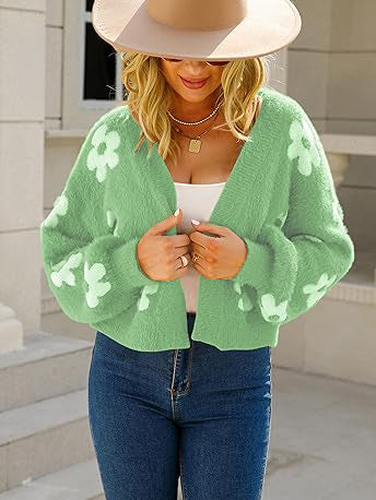 ✨Le Cardigan le plus vendu en 2025✨ | Cardigan Femme Léger en Maille Ouverte Florale Automne/Hiver