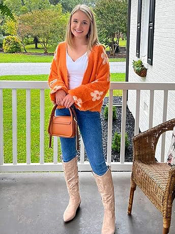 ✨Le Cardigan le plus vendu en 2025✨ | Cardigan Femme Léger en Maille Ouverte Florale Automne/Hiver