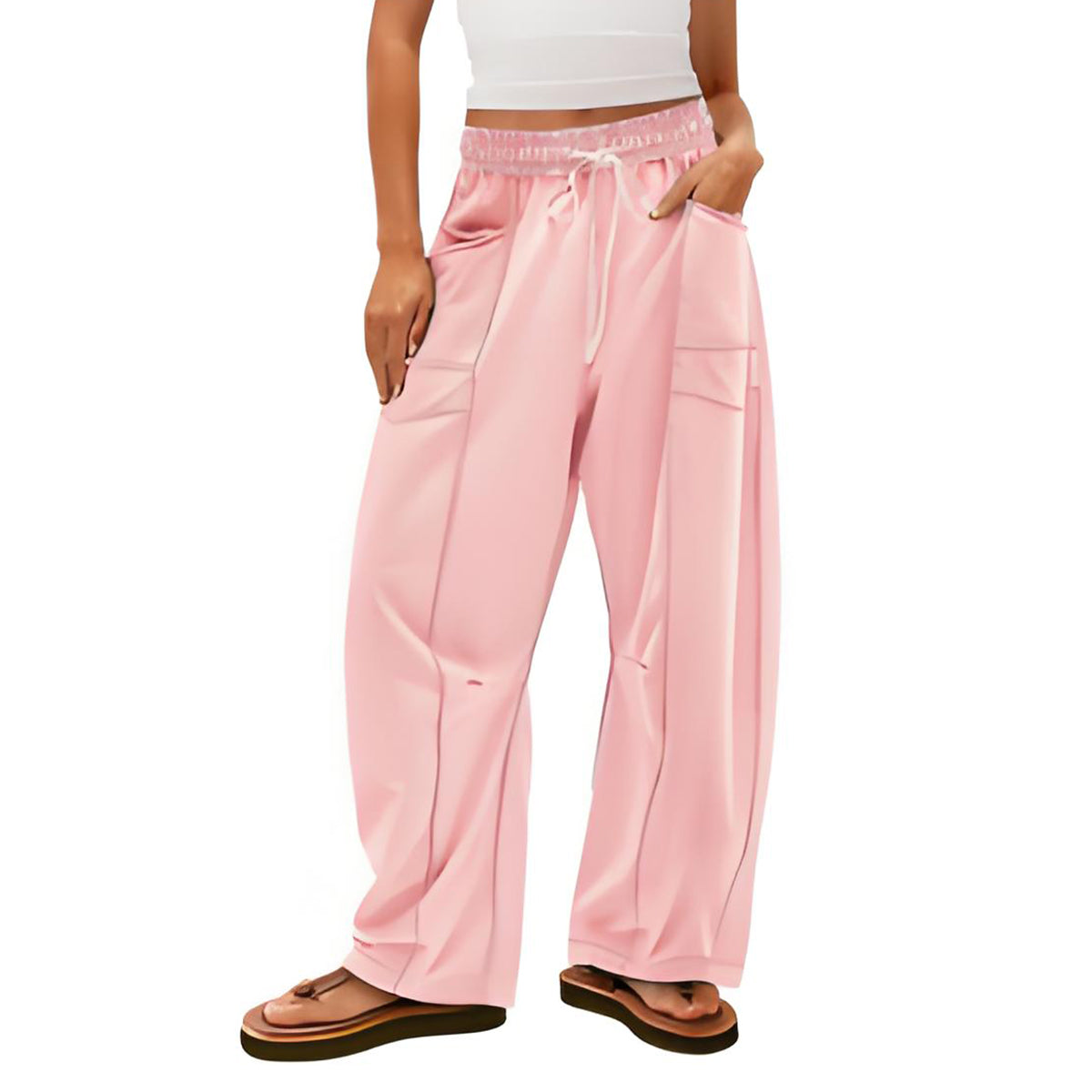 🔥Dernier jour : 69 % de réduction🔥Pantalon ample femme Baggy Barrel, large, de survêtement avec cordon de serrage et poches