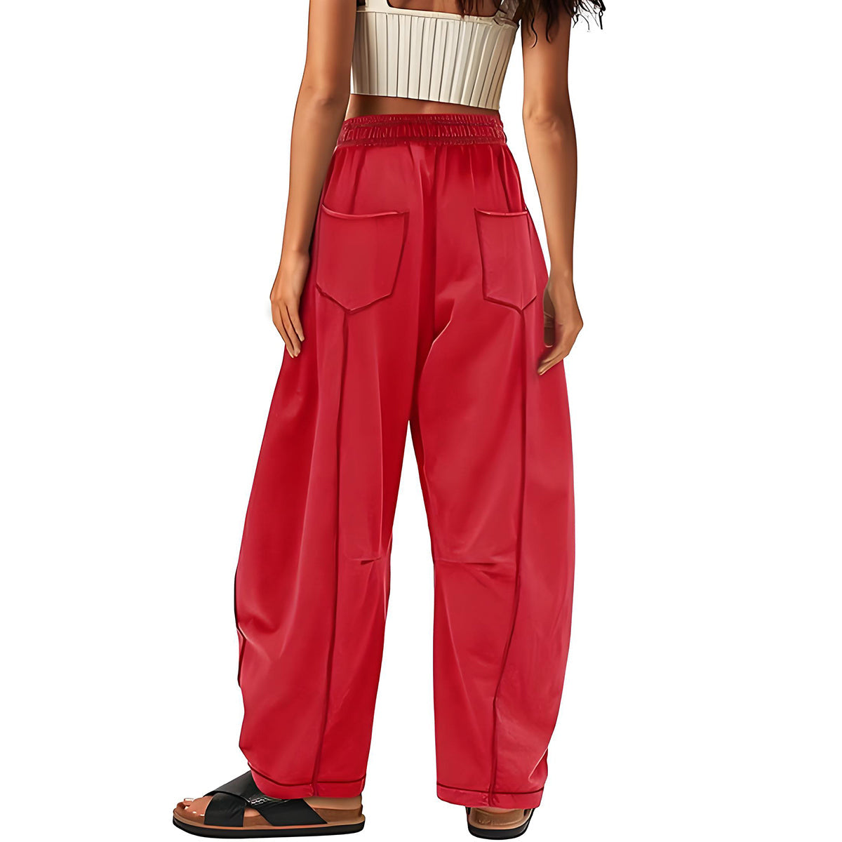 🔥Dernier jour : 69 % de réduction🔥Pantalon ample femme Baggy Barrel, large, de survêtement avec cordon de serrage et poches