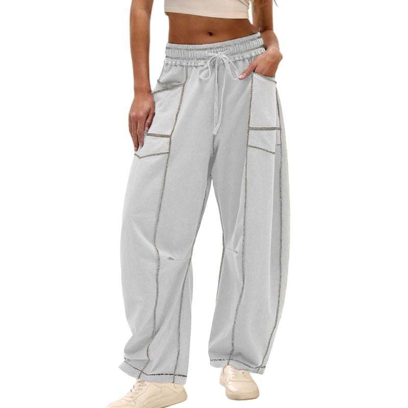 🔥Dernier jour : 69 % de réduction🔥Pantalon ample femme Baggy Barrel, large, de survêtement avec cordon de serrage et poches