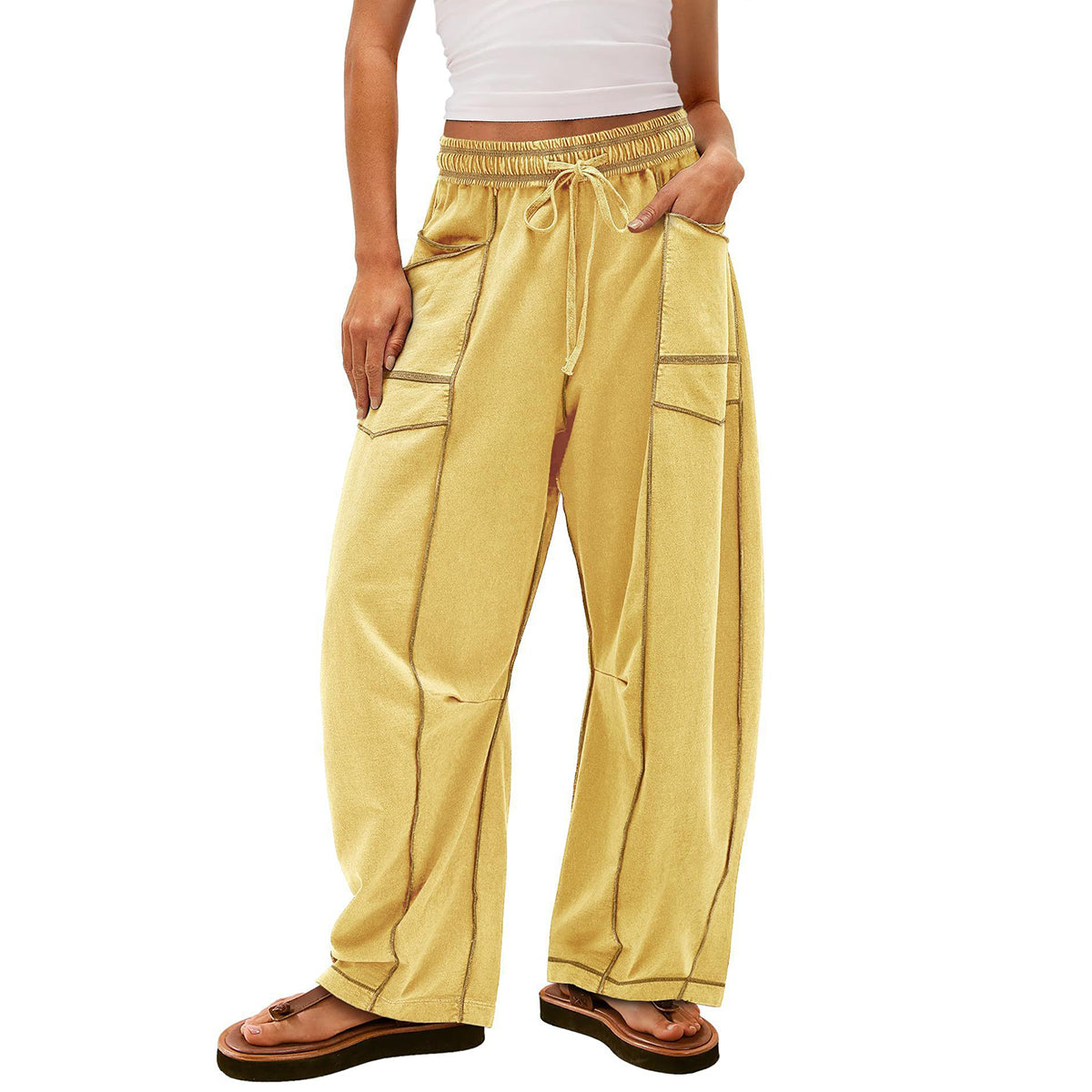 🔥Dernier jour : 69 % de réduction🔥Pantalon ample femme Baggy Barrel, large, de survêtement avec cordon de serrage et poches