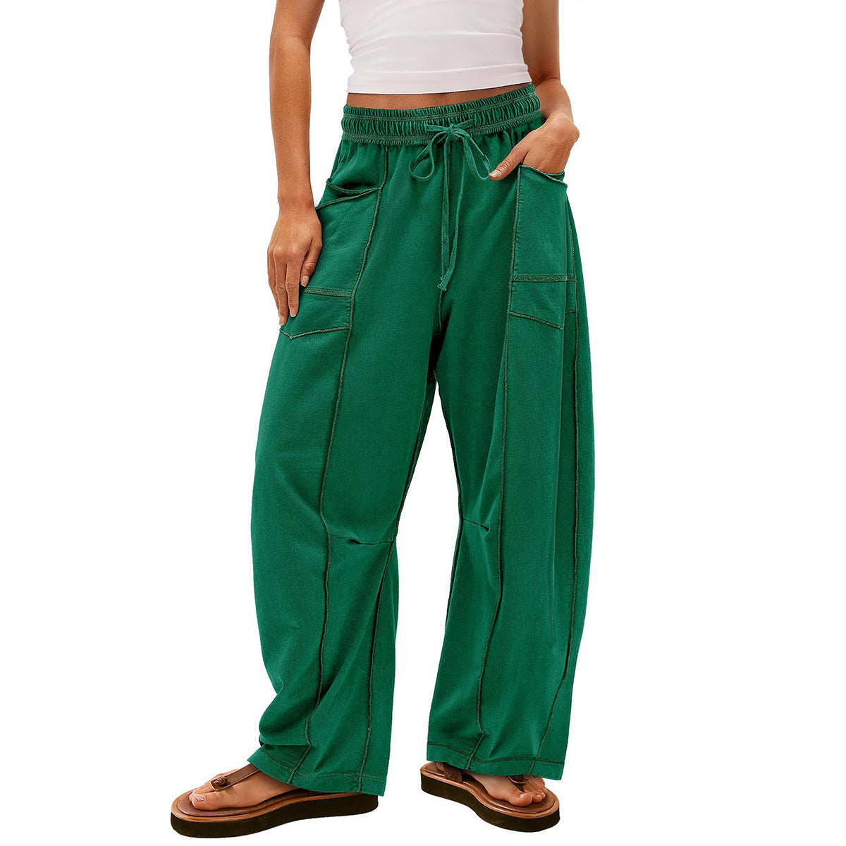 🔥Dernier jour : 69 % de réduction🔥Pantalon ample femme Baggy Barrel, large, de survêtement avec cordon de serrage et poches