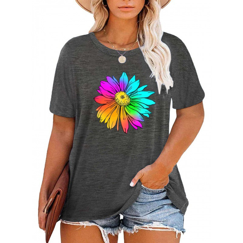 ✨T-shirts décontractés à imprimé marguerite et col en V pour femmes