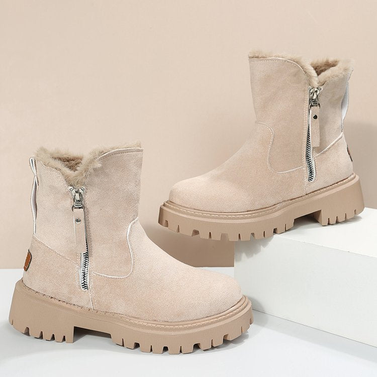 Bottines Martin zippées fourrées pour femme