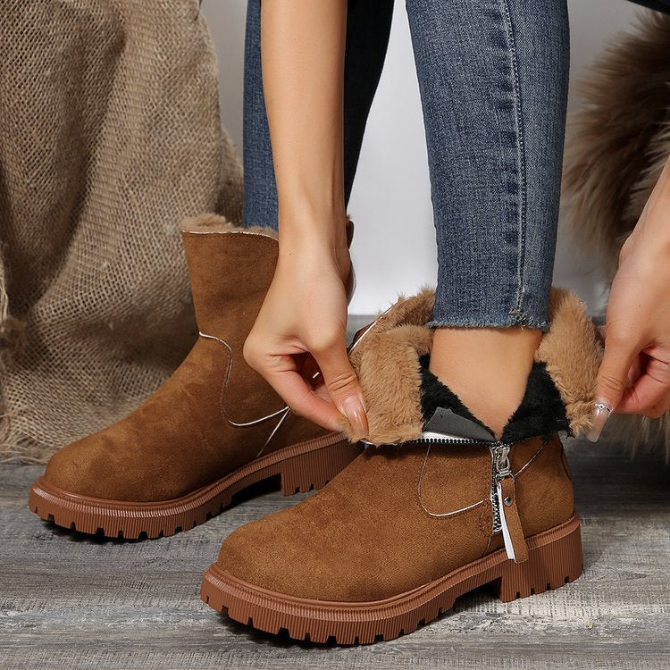Bottines Martin zippées fourrées pour femme