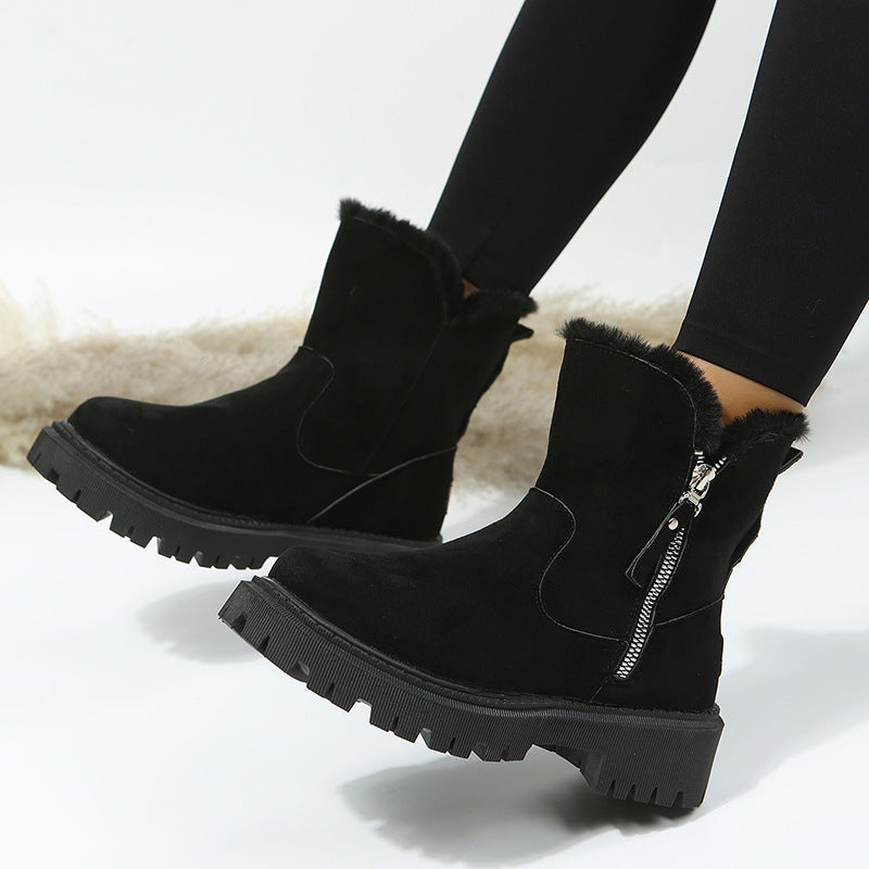 Bottines Martin zippées fourrées pour femme