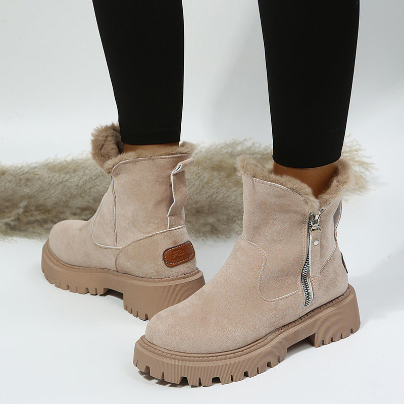 Bottines Martin zippées fourrées pour femme