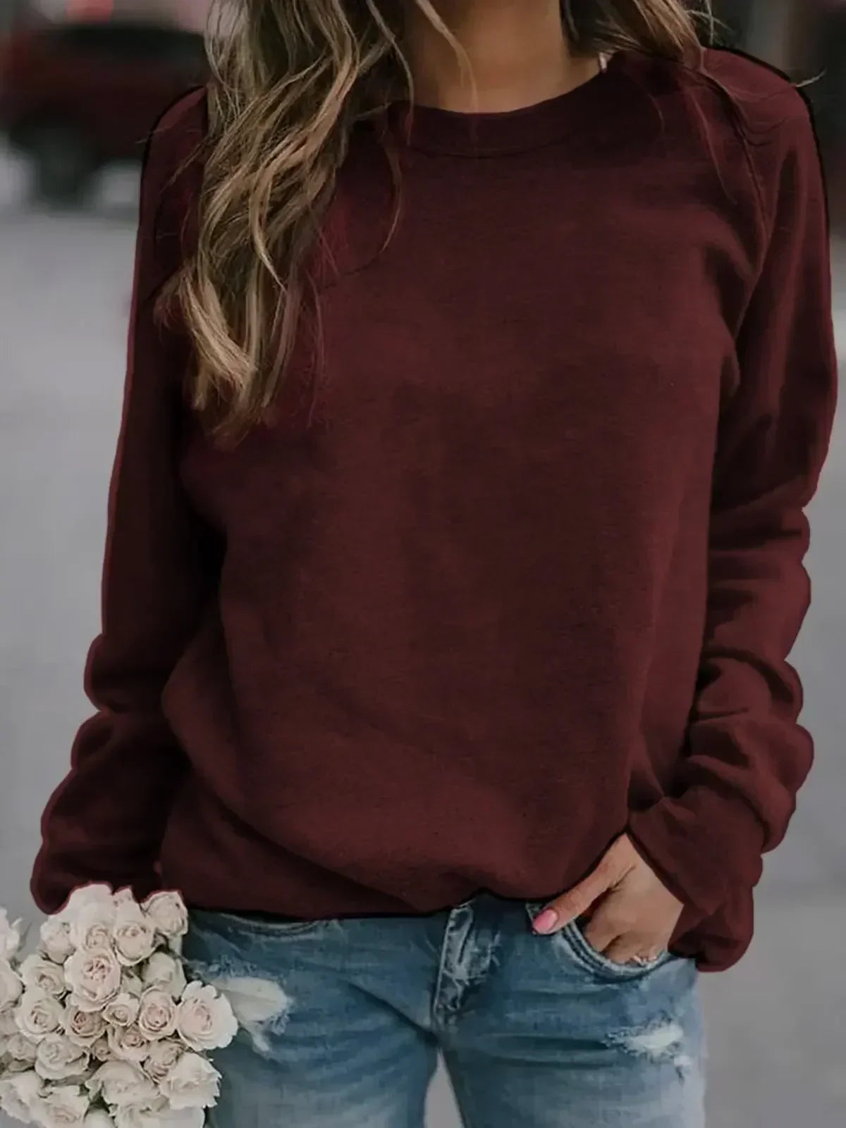 Hauts Femme Automne/Hiver T-shirt Col Rond Manches Longues