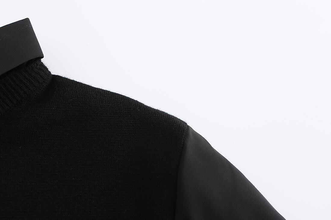 Pull tricoté homme slim patchwork fausse coupe deux pièces