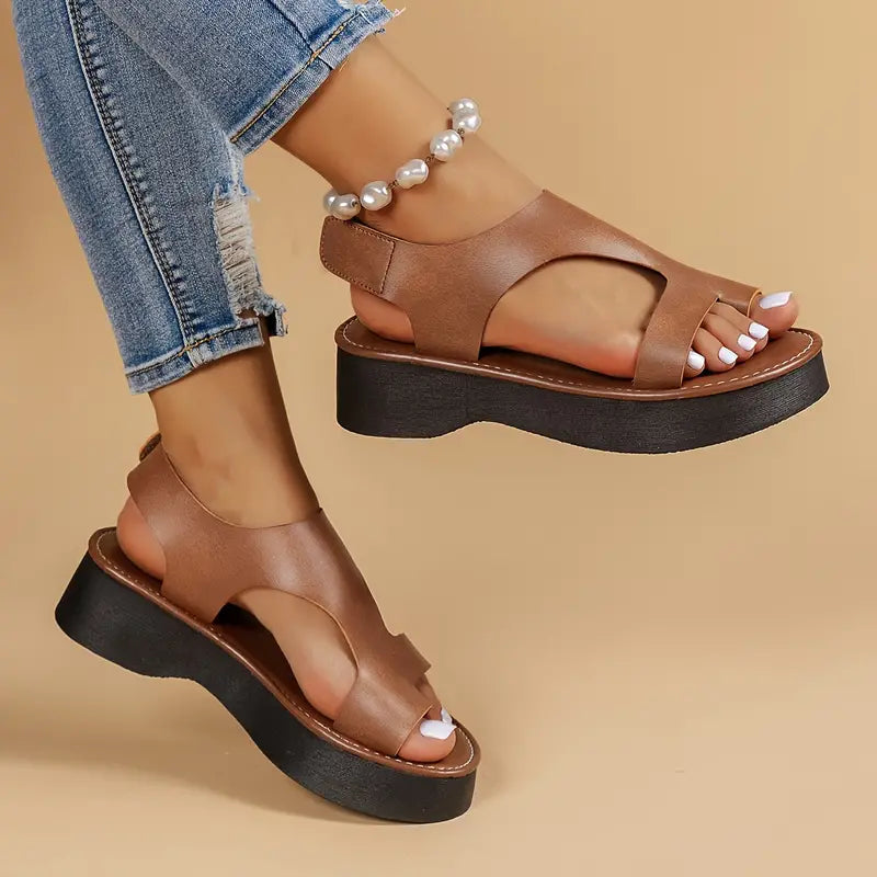🔥DERNIER JOUR DE PROMOTION -50% - SANDALES ORTHOPÉDIQUES COMPENSÉES EN CUIR POUR FEMME