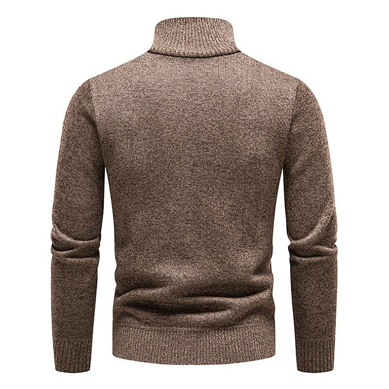 Pull en molleton demi-zippé pour homme, col montant et blocs de couleur