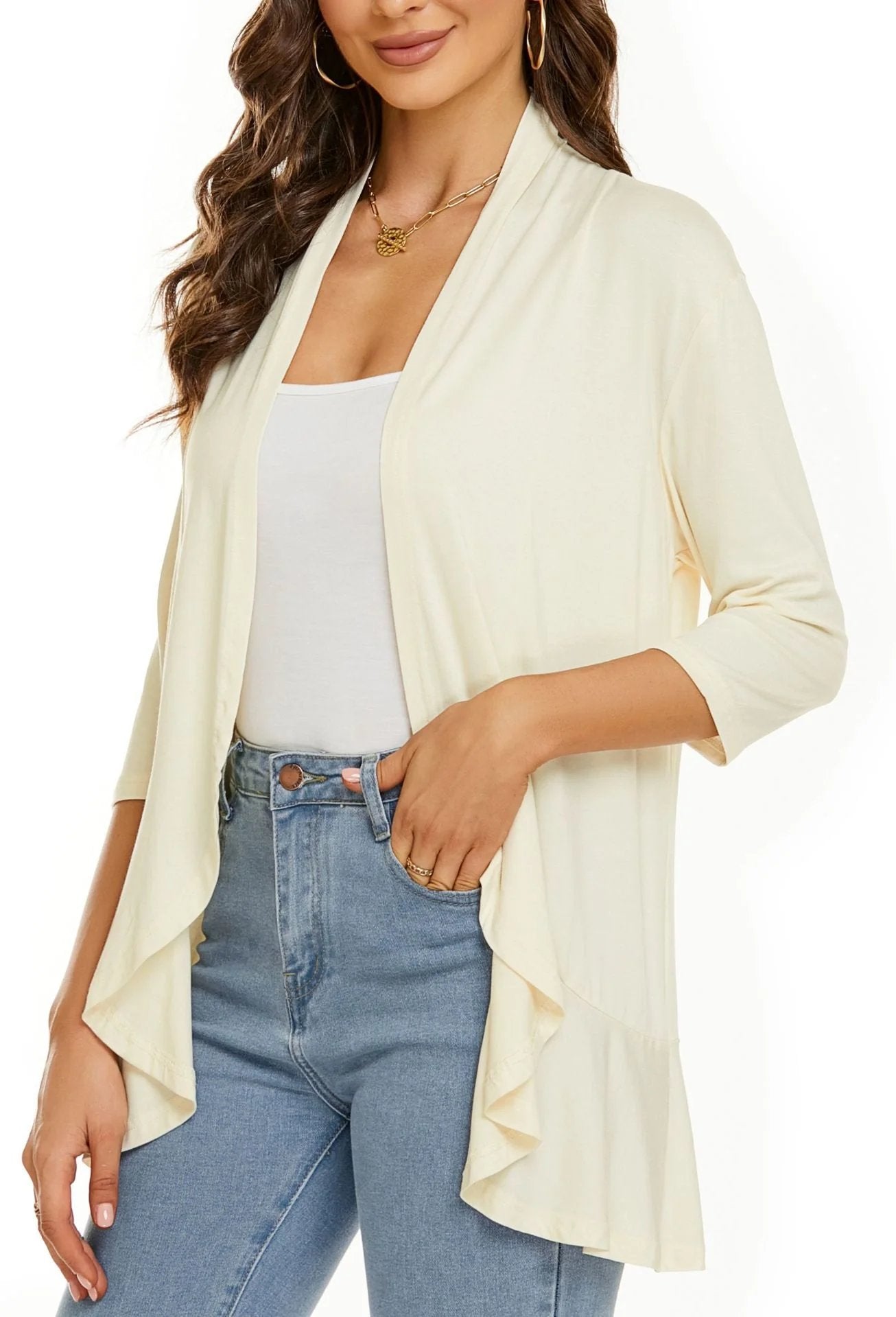 ✨Top 3 Cardigans en Solde 2025✨ | Gilet Léger Ouvert Décontracté à Volants pour Femme Automne/Hiver