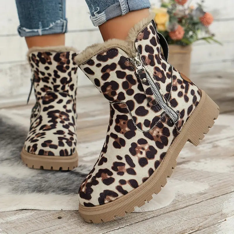 Bottines Martin zippées fourrées pour femme