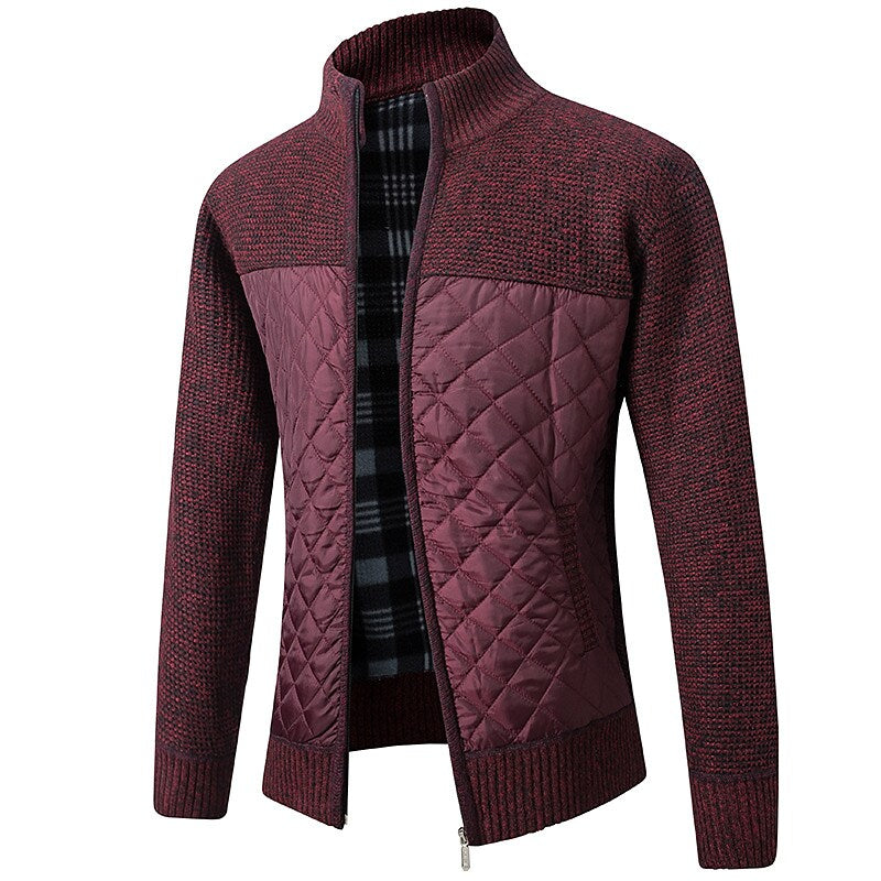 Cardigan homme color block col montant zippé