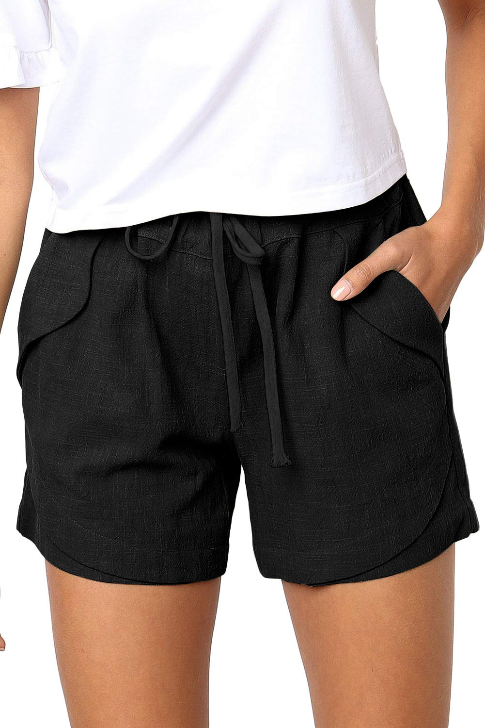 Short décontracté taille haute ample pour femme