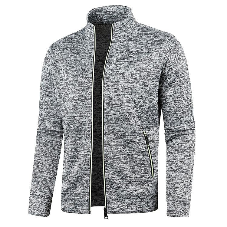 Cardigan col montant pour homme, pull en polaire fine à manches longues