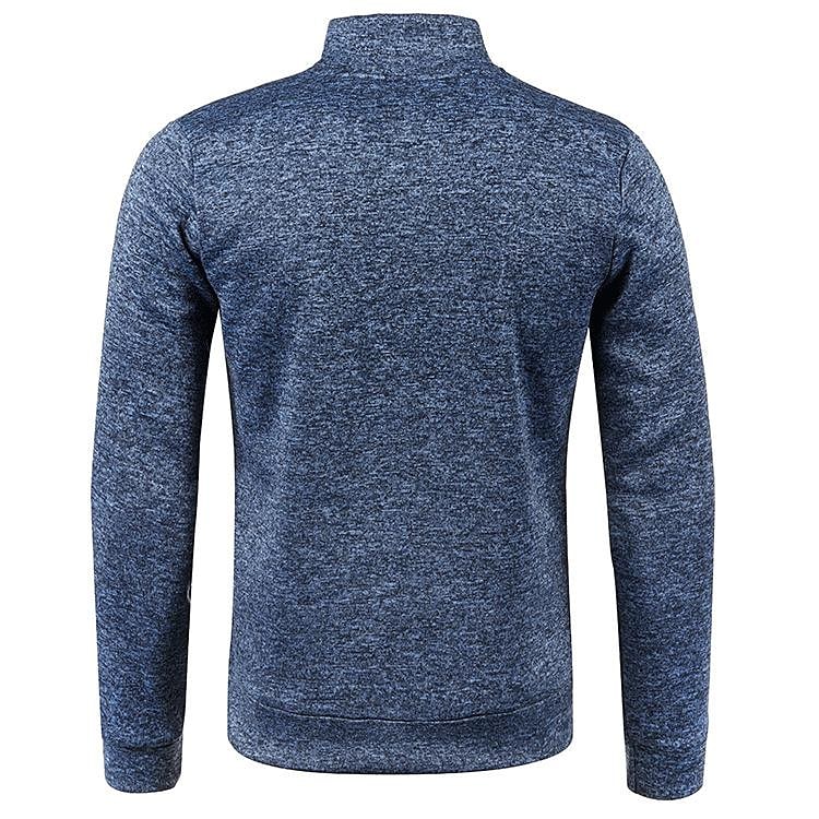 Cardigan col montant pour homme, pull en polaire fine à manches longues