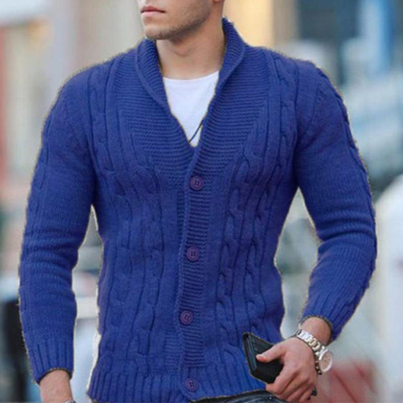 Cardigan en maille unie à col châle et boutonnage pour homme