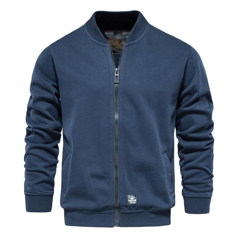 Veste de survêtement zippée en molleton uni à col baseball pour homme