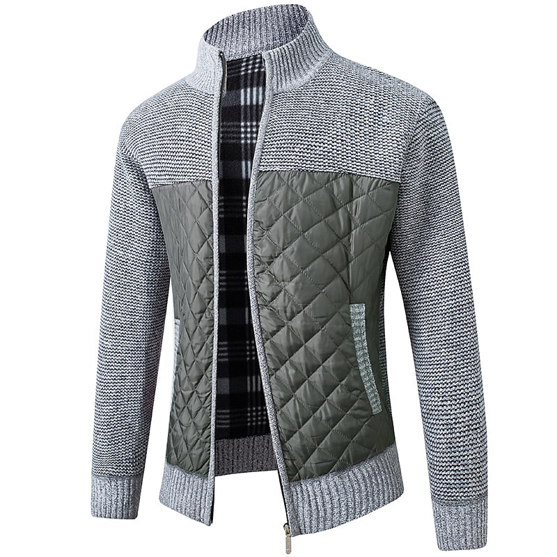 Cardigan homme color block col montant zippé