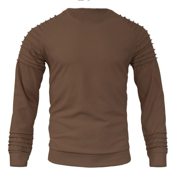 Sweat-shirt ras du cou patchwork gaufré à manches raglan pour homme
