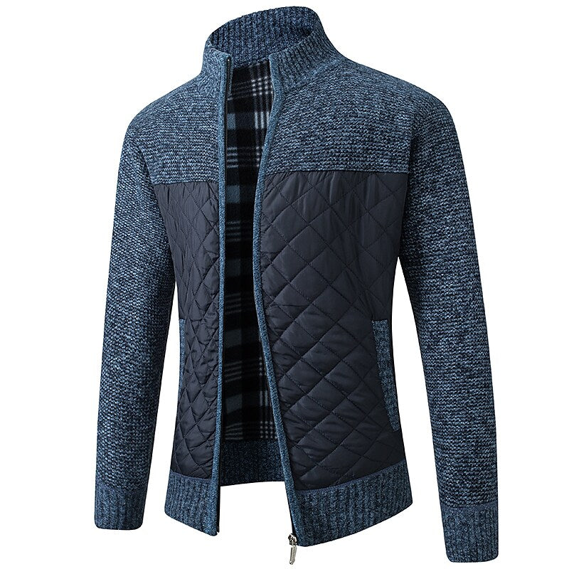 Cardigan homme color block col montant zippé