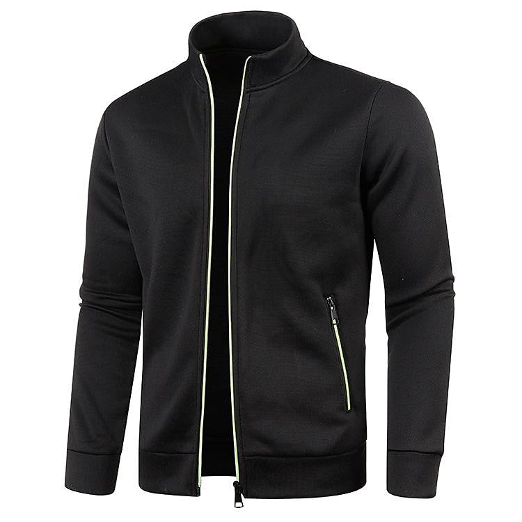 Cardigan col montant pour homme, pull en polaire fine à manches longues