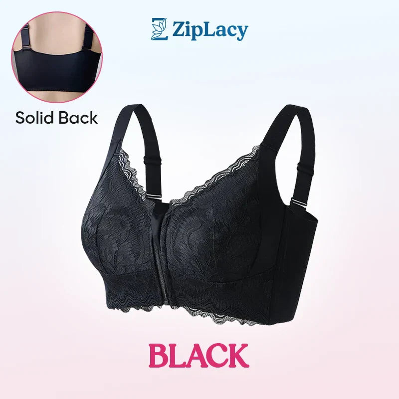 ZipLacy - SOLDES DE NOËL 70 % DE RÉDUCTION - Soutien-gorge push-up sans armature à fermeture éclair avant ultra doux