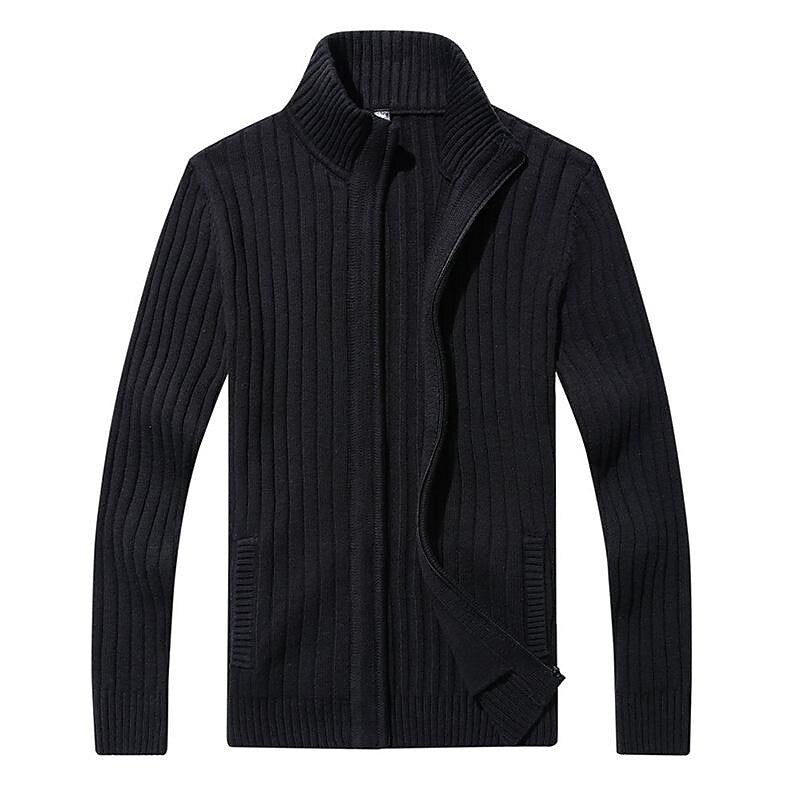 Pull zippé pour homme coupe slim en maille chinée à col montant