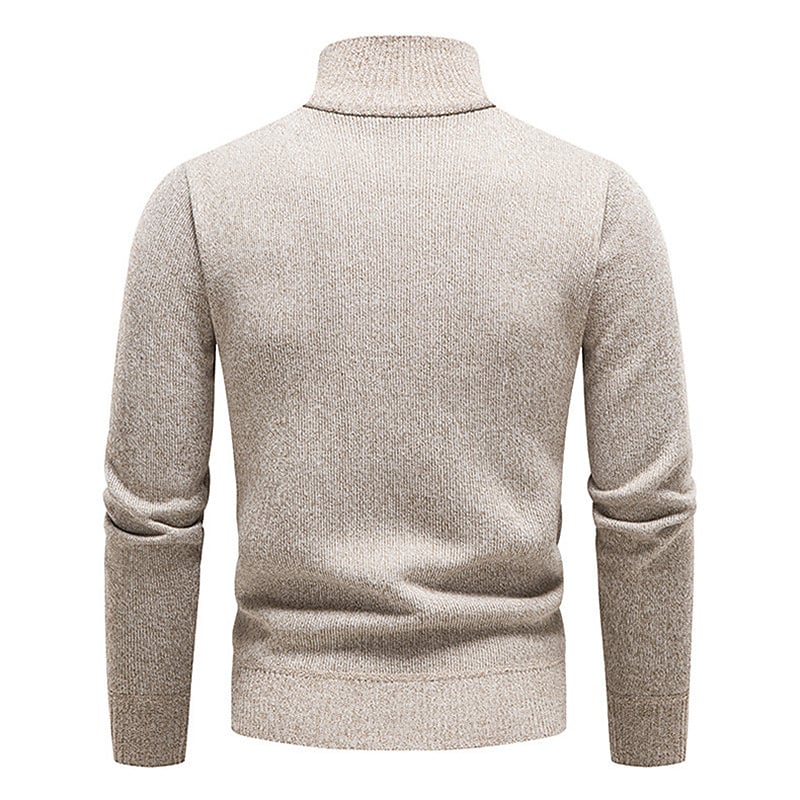 Pull en molleton demi-zippé pour homme, col montant et blocs de couleur