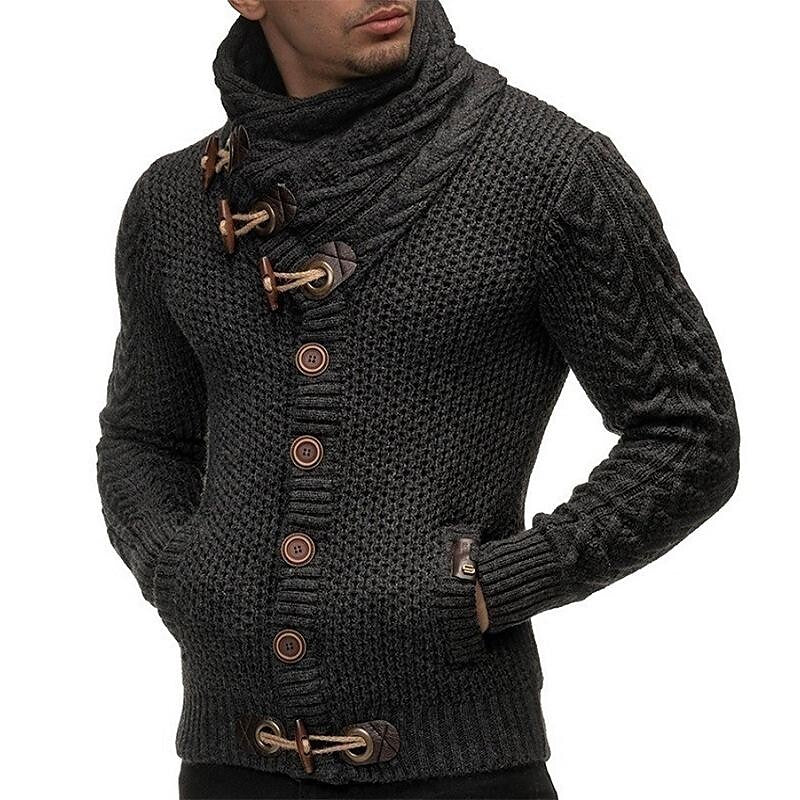 Cardigan boutonné à col châle vintage pour homme