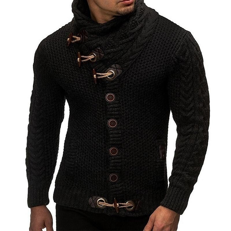 Cardigan boutonné à col châle vintage pour homme