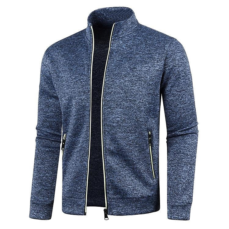 Cardigan col montant pour homme, pull en polaire fine à manches longues