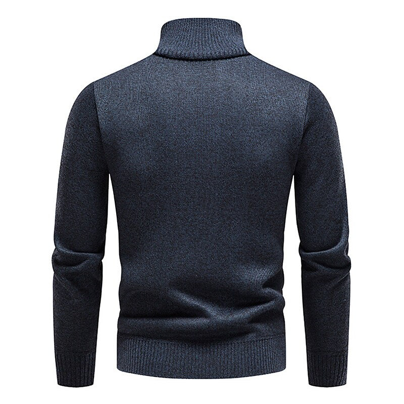 Pull en molleton demi-zippé pour homme, col montant et blocs de couleur