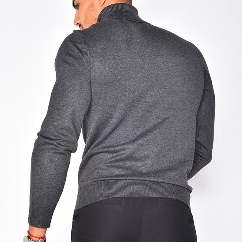 Pull col roulé homme en tricot uni basique