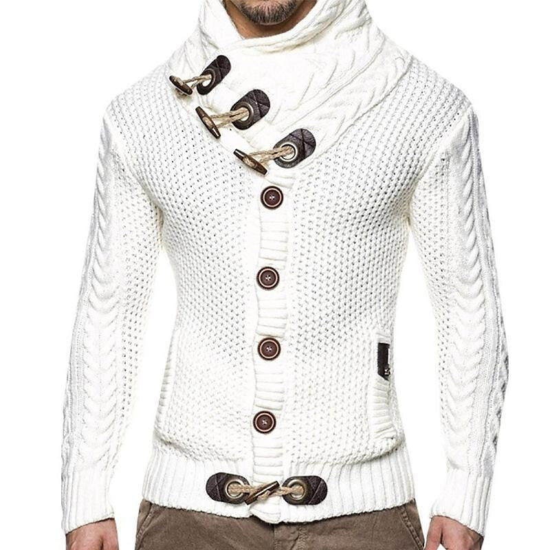 Cardigan boutonné à col châle vintage pour homme