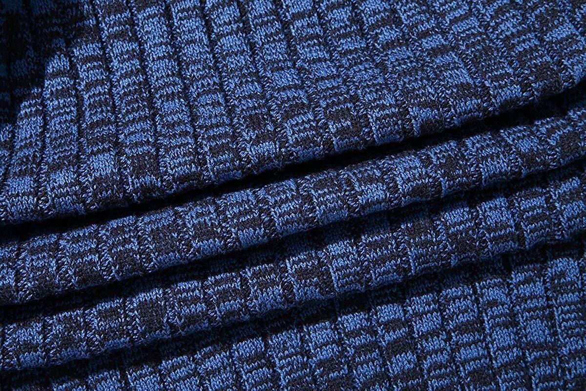 Pull zippé pour homme coupe slim en maille chinée à col montant