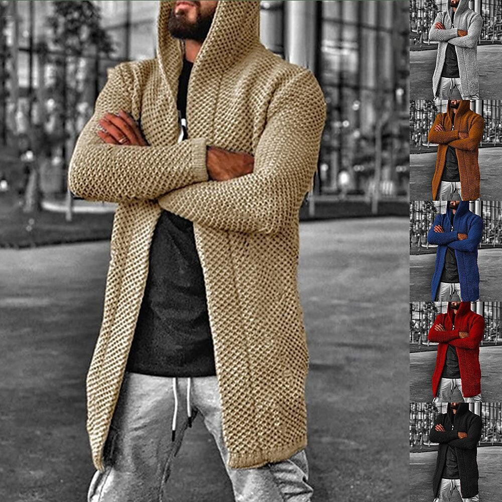 Cardigan à Capuche Texturé Uni pour Homme