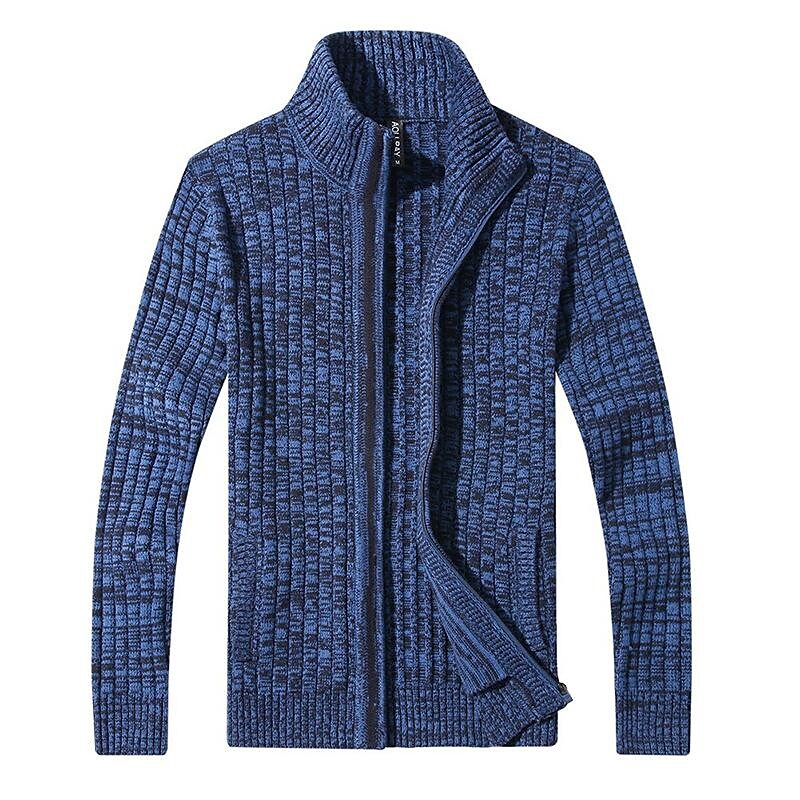 Pull zippé pour homme coupe slim en maille chinée à col montant