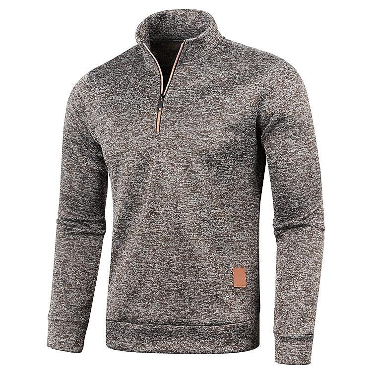 Pull polaire fin pour homme à col montant et demi-zip, manches longues