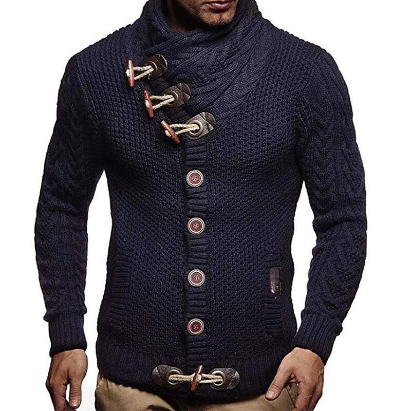 Cardigan boutonné à col châle vintage pour homme